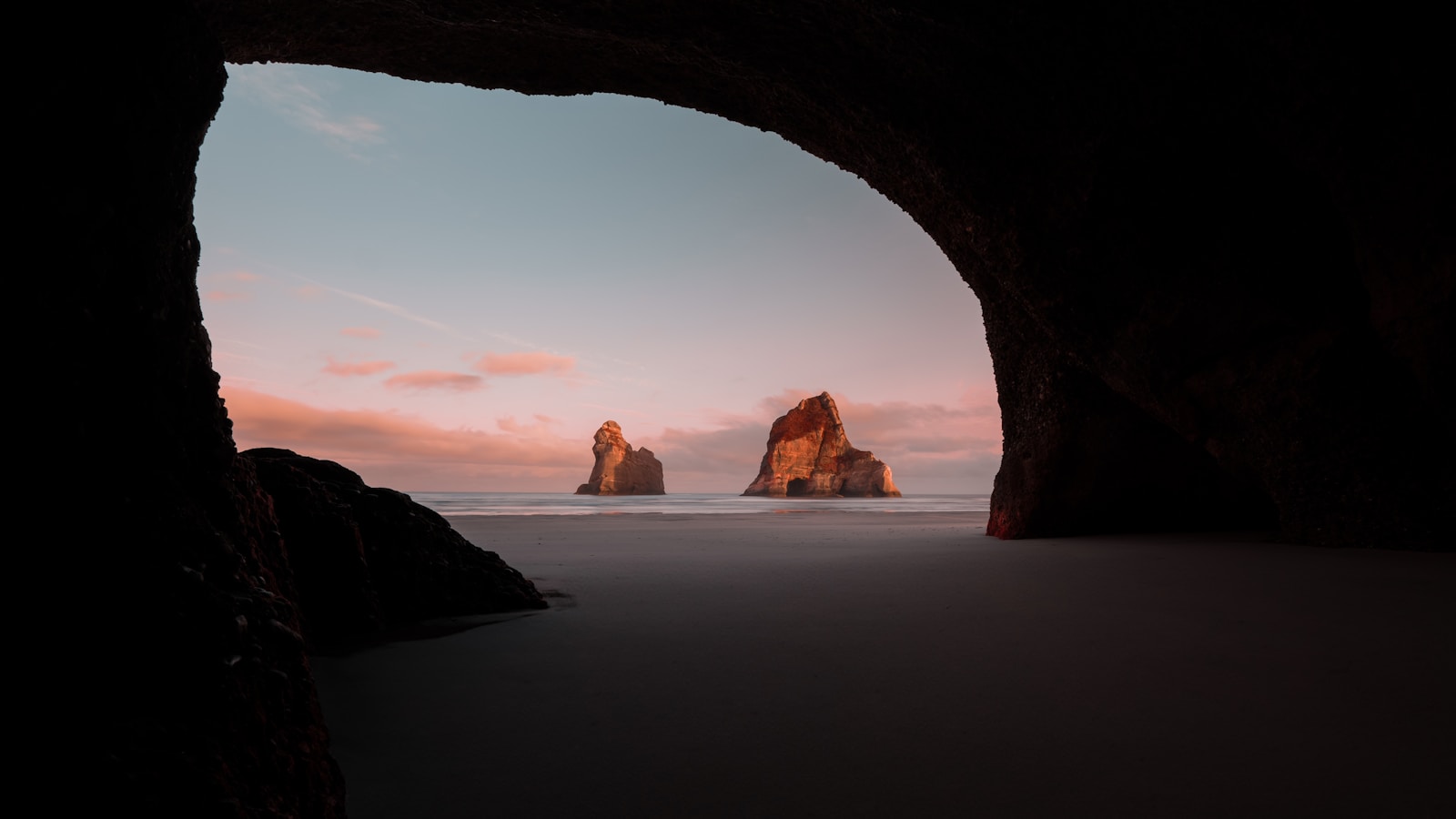 A view of the ocean from inside a cave